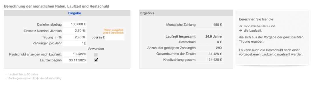 Numbers Vorlage Kreditrechner Darlehen Laufzeit