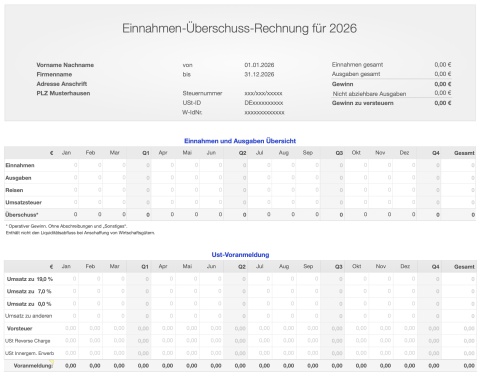 Einnahmen-Überschuss-Rechnung 2026 mit EKS für Mac und iPad 